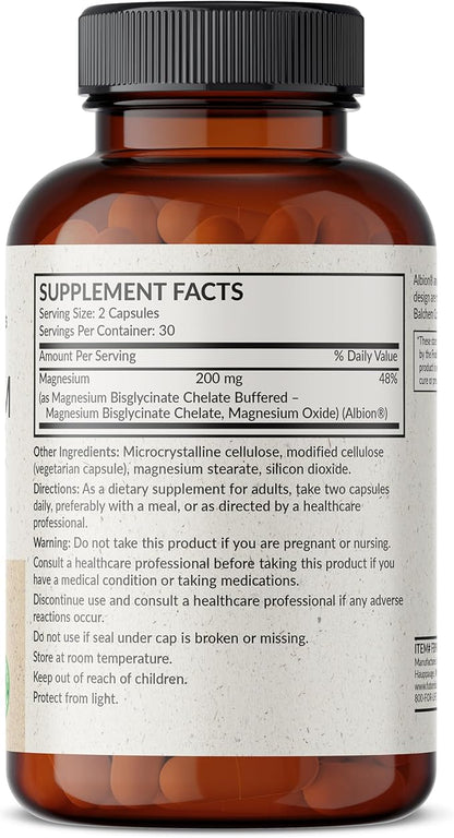 Futurebiotics Magnesium Glycinate 200 MG per Serving Chelated for High Absorption, Gentle On Stomach, Non-GMO, 60 Vegetarian Capsules