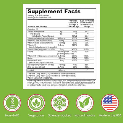 Kids Multivitamin Gummies - Bear-Shaped Kids Vitamin Gummies for Immune Support and Growth - Non-GMO, Vegetarian Daily Gummies - Exciting Flavors - Multivitamins for Kids - 45 Servings