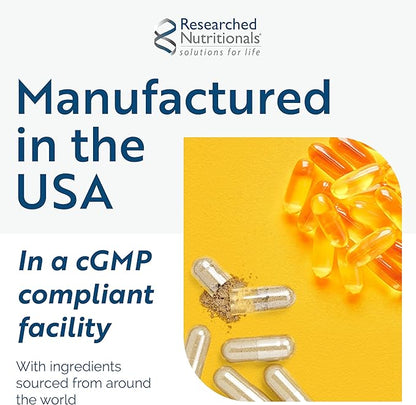 Researched Nutritionals Magnesium Glycinate Capsules - 125mg High Absorption Magnesium Glycinate Supplement to Support Healthy Bones and Energy Production - Vegan & Non-GMO (120 Capsules)