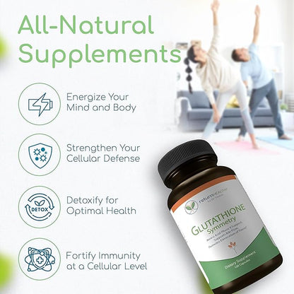 Glutathione Symmetry | S-Acetyl Glutathione Supplement | Antioxidants & Detoxification Supplement | Natural Cellular Support | All-Natural, Vegan, Non-GMO, 120 caps