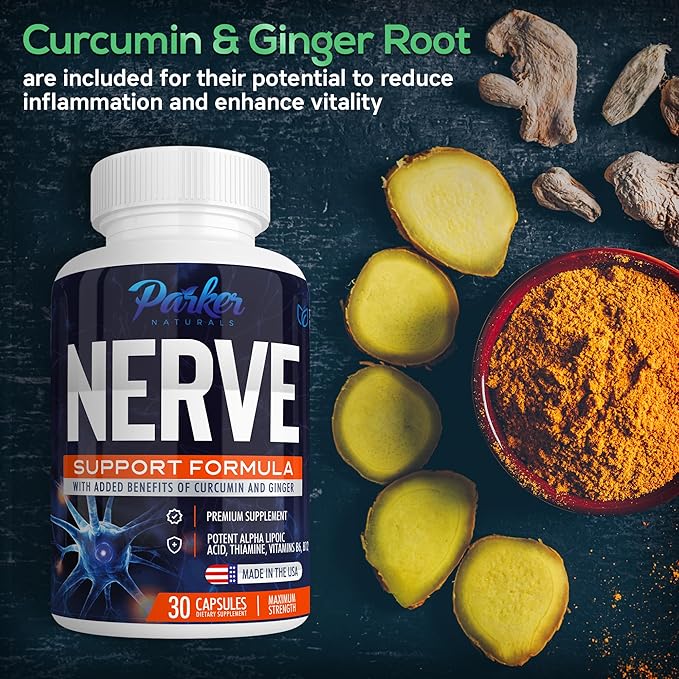 Alpha Lipoic Acid 600mg, Nerve Support Supplement Enriched with Thiamine, Curcumin, Ginger Root, and Vitamin B6, B12 All in One | Vegan Neuro Health Supplement, Lab Tested, 30 Capsules