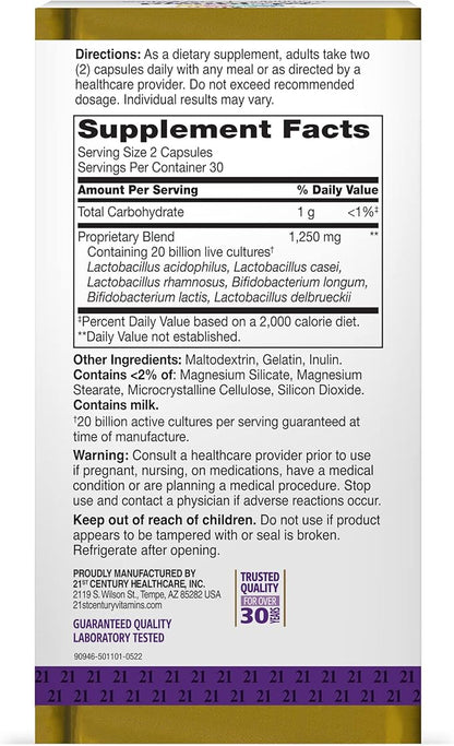 21st Century Advanced Probiotic Capsules, 60 Count (27505)