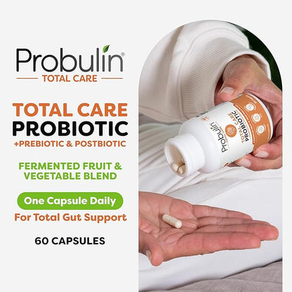 Probulin Total Care Probiotic Supplement, Daily Gut, Digestive, and Immune Health Probiotics Capsules for Men and Women, 20 Billion CFU, Vegan, 60 Count Bottle