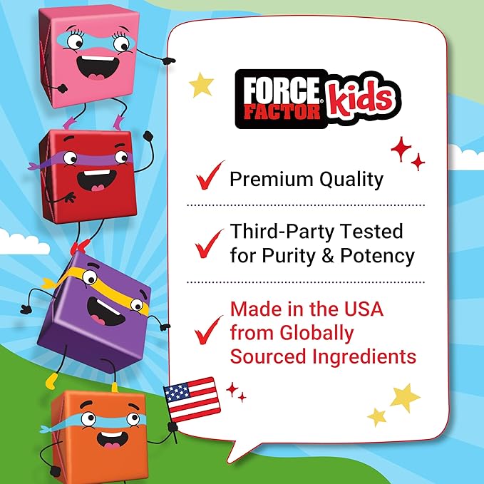 FORCE FACTOR Kids Superfood Super Chews, Kids Vitamins C & D, Immune Support Supplement with Antioxidant Support from Powdered Fruits & Veggies, 2-Month Supply, Very Berry Grape Flavor, 60 Soft Chews