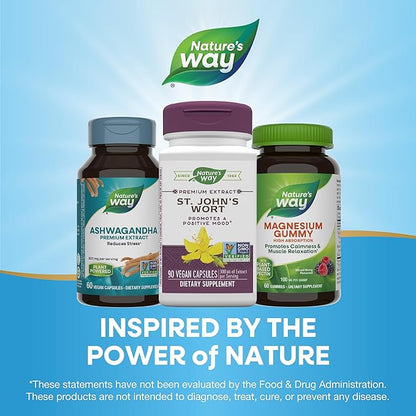Nature’s Way St. John’s Wort Premium Extract – Promotes a Positive Outlook* - With Rosemary Leaf & Spirulina - Non-GMO Project Verified & Vegan - 90 Capsules