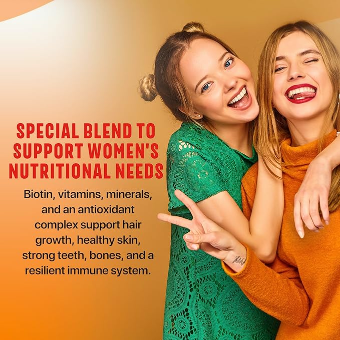 100% Pure Multivitamin for Women + Hair Growth Vitamins - Biotin, Vitamins, Minerals, Antioxidant Complex - Supports Hair Growth, Healthy Skin, Strong Bones, Immune System - Ages 18+ | 60 Capsules