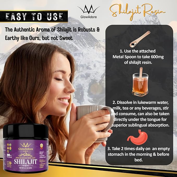 Shilajit Pure Himalayan Organic - 60g - Shilajit for Men - Shilajit for Women - Pure Shilajit - Tested for Safety - Himalayan shilajit - for Immune System Booster & Vitality - shilajit Resin