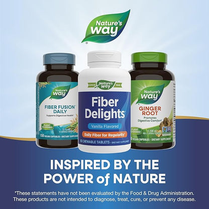 Nature's Way Fiber Delights Daily Fiber for Regularity*, Vanilla Flavored, 60 Chewable Tablets