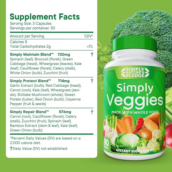 Simply Nature's Pledge - Made with Whole Food Superfoods, Packed with Beta Carotene & 18 Different Vegetables - 100% Soy Free