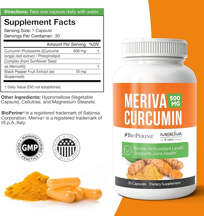 NERVE RENEW Meriva Curcumin 500mg with Bioperine Antioxidant Boost Nerve Support Supplement - 3 Pack
