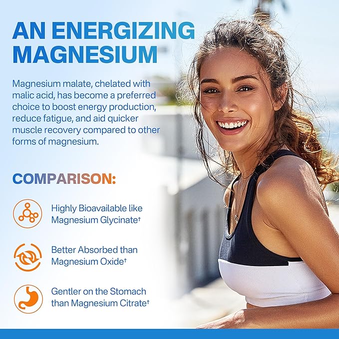 Magnesium Malate Gummies for Energy, Muscle, Calm & Relax Support - 400mg Magnesium Supplement with CoQ10-100mg, L-Theanine, Vitamin D3, B6, B12 & Folate 5-MTHF, Sugar Free Magnesium Vitamins, 1Pack