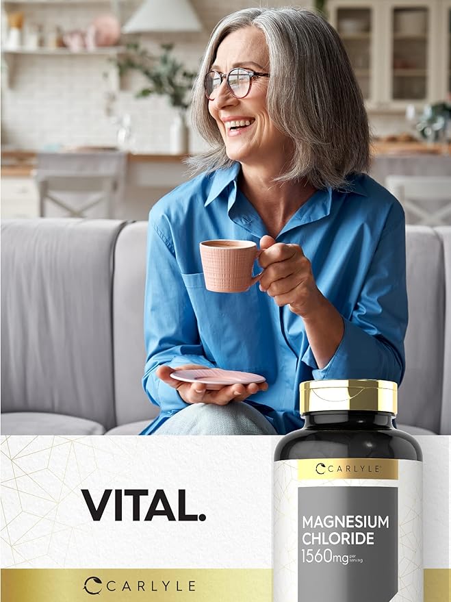 Carlyle - Magnesium Chloride | 1560mg | 200 Tablets | Cloruro de Magnesio Supplement | Vegetarian, Non-GMO, and Gluten Free Formula