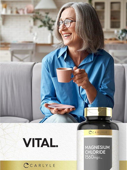 Carlyle - Magnesium Chloride | 1560mg | 200 Tablets | Cloruro de Magnesio Supplement | Vegetarian, Non-GMO, and Gluten Free Formula