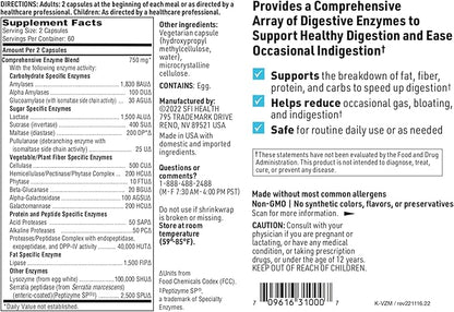 Klaire Labs SFI Health Multi Enzyme Supplements for Digestive Health - Ther-Biotic Vital-Zymes Complete - Digestive Enzymes to Help Ease Indigestion & Aid Nutrient Absorption (120 Capsules)