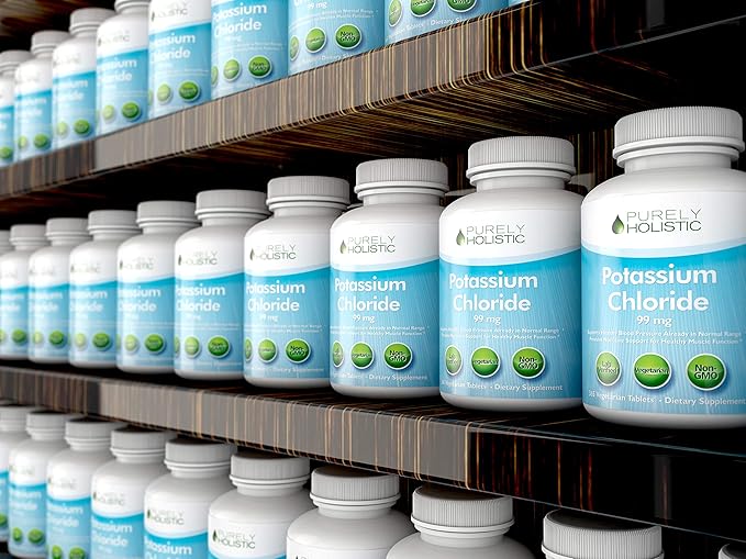 Potassium Chloride 365 Tablets 1 Year Supply - Potassium Supplement 99mg Tablets - Supports Healthy Blood Pressure & Muscle Function - Vegetarian and Non GMO