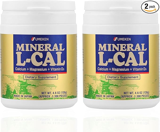 Mineral L-Cal, Calcium with Vitamin D3 In Ball Format, Enriched with Magnesium and Minerals, Water Soluble and Fast Absorbing, Calcium Magnesium D3 Supplement, 1,300 Balls & 130g per Bottle, Pack of 2