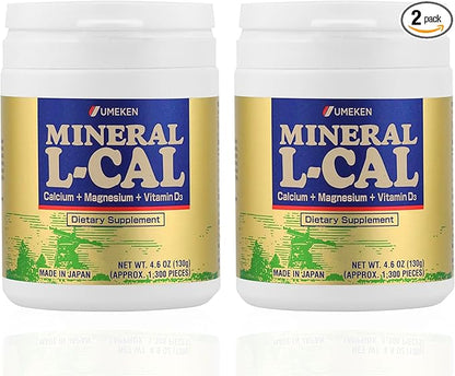 Mineral L-Cal, Calcium with Vitamin D3 In Ball Format, Enriched with Magnesium and Minerals, Water Soluble and Fast Absorbing, Calcium Magnesium D3 Supplement, 1,300 Balls & 130g per Bottle, Pack of 2
