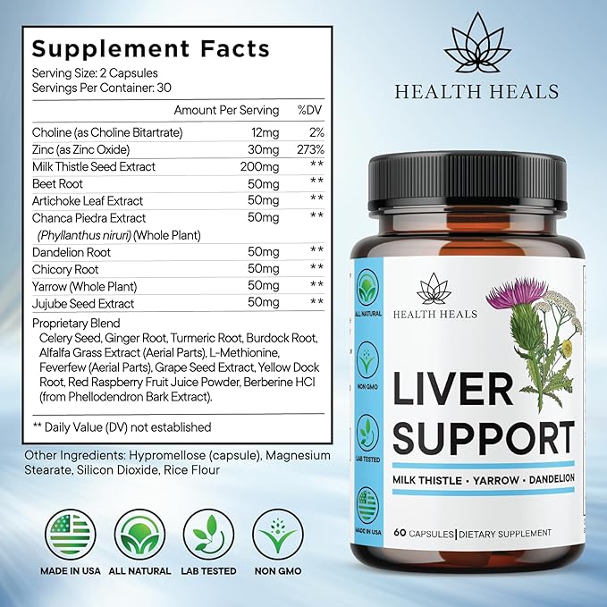 Liver Cleanse & Repair Formula - Herbal Liver Support Supplement with Milk Thistle Dandelion Root Turmeric, Artichoke Extract for Liver Health - 120 Count