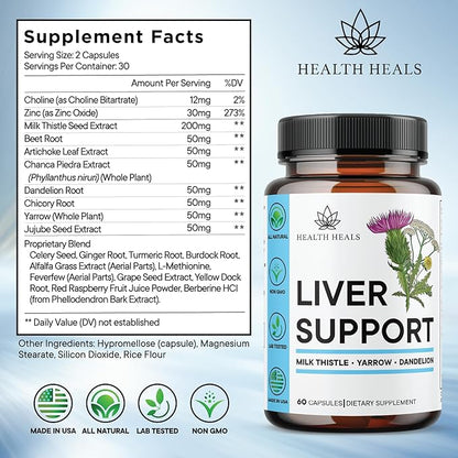Liver Cleanse & Repair Formula - Herbal Liver Support Supplement with Milk Thistle Dandelion Root Turmeric, Artichoke Extract for Liver Health - 180 Count