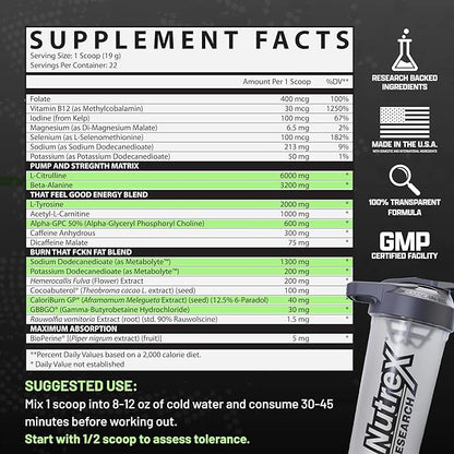 Nutrex Outlift Burn Pre-Workout Supplement for Energy, Focus & Endurance | Metabolyte, L-Citrulline, Beta-Alanine & Caffeine | Thermogenic Formula for Performance (22 Servings, Florida Crush)