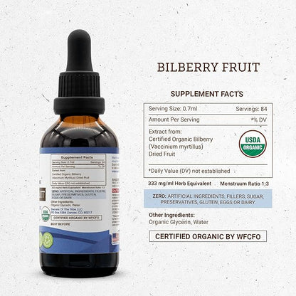 Secrets of the Tribe Bilberry Fruit USDA Organic | Alcohol-Free Extract, High-Potency Herbal Drops, Vision | Made from 100% Certified Organic Bilberry (Vaccinium Myrtillus) Dried Fruit 2 oz