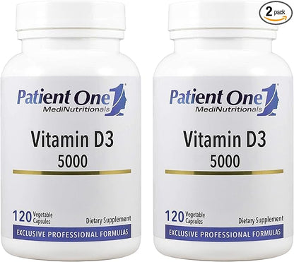 Patient One Vitamin D3 5,000 IU | Supplement to Support Immune, Heart and Bone Health* | Absorbable Cholecalciferol Form | 120 Capsules | 2 Pack