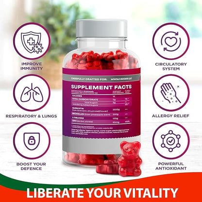 Quercetin Gummies - 2500MG Quercetin with Bromelain L-theanine & Zinc - Pure Supplement for Immune System Lung and Allergy Support - Immunity Booster Vegan Supplements for Kids & Adults 3 Pack