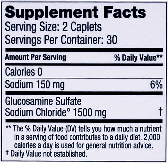 Dona Crystalline Glucosamine Sulfate, 1500 Mg, Joint Supplement Pills for Knee Comfort & Joint Health Support, 1500 Mg, 60 Count