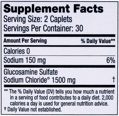 Dona Crystalline Glucosamine Sulfate, 1500 Mg, Joint Supplement Pills for Knee Comfort & Joint Health Support, 1500 Mg, 60 Count
