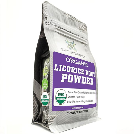 Spice Profile USDA Organic Licorice Root Powder, Lab Tested for Heavy Metals, Resealable 4oz Pouch, Mulethi, Regaliz en Polvo