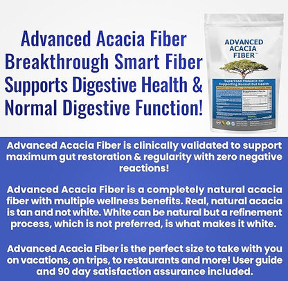 Advanced Acacia Fiber Powder 16oz Organic Soluble Fiber Leaky Gut Repair Powder. Natural Supplement for Gut Health, Regularity, Digestive Rejuvenation