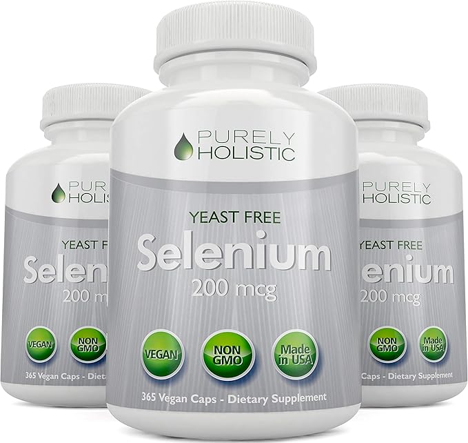 Selenium 200mcg - 365 Vegan Capsules not Tablets - Pure & Yeast Free L-Selenomethionine for Improved Absorption - Thyroid, Heart, and Immune System Support - Antioxidant Trace Mineral - Made in USA