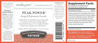 Peak Power Liquid Herb Drops - Stimulant-Free Natural Energy Formula to Combat Adrenal Fatigue & Improve Physical Stamina - Contains American Ginseng & Astragalus - 4 Fl. Oz.