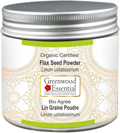 Pure Flax Seed Powder (Linum usitatissimum) Organic Certified 100% Natural Therapeutic Grade 200gm (7.05 oz)