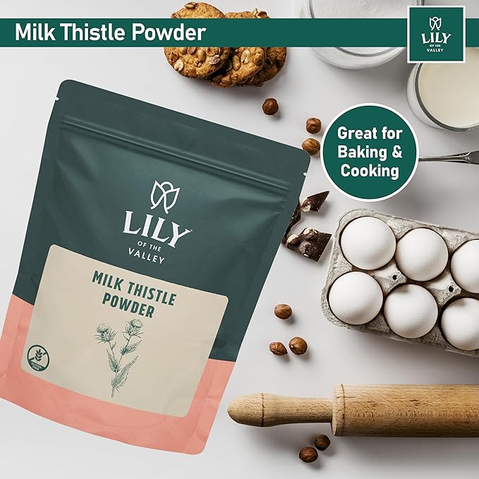 LILY OF THE VALLEY Milk Thistle Powder - Ideal for Smoothies & Juices - Milk Thistle Tea - Rich in Silymarin and Antioxidants - Vegan & Gluten-Free - Packed in Resealable Pouch (8oz, 226g)