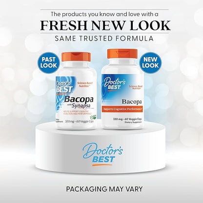 Doctors Best Bacopa with Synapsa, Supports Cognitive Performance, Non-GMO, Gluten Free, Soy Free, Vegan 60 Veggie Caps
