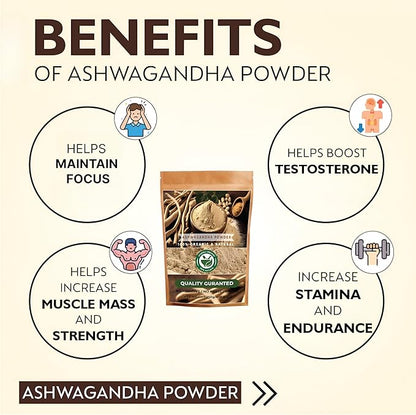 Ashwagandha Root Powder | Withania somnifera | Enhance Energy & Support Vitality (17.7 OZ | 500 gm)