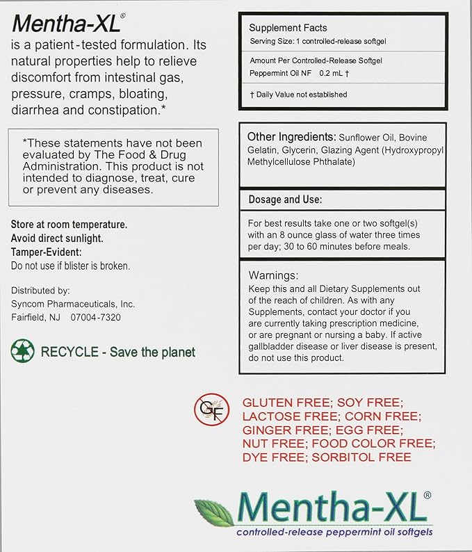Mentha-XL Peppermint Oil Softgels 84 ea (Pack of 2)