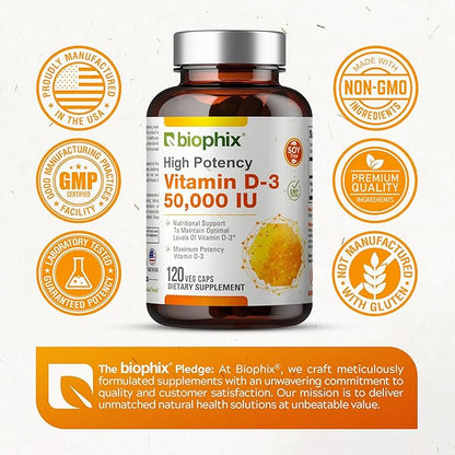 biophix Vitamin D-3 10000 IU 120 Softgels - High-Potency in Extra Virgin Olive Oil Non-GMO Soy-Free Supports Strong Bones Immune Health