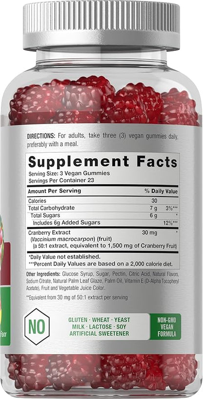 Horbäach Cranberry Gummies | 70 Count | Vegan, Non-GMO, and Gluten Free Supplement | High Potency Extract Formula