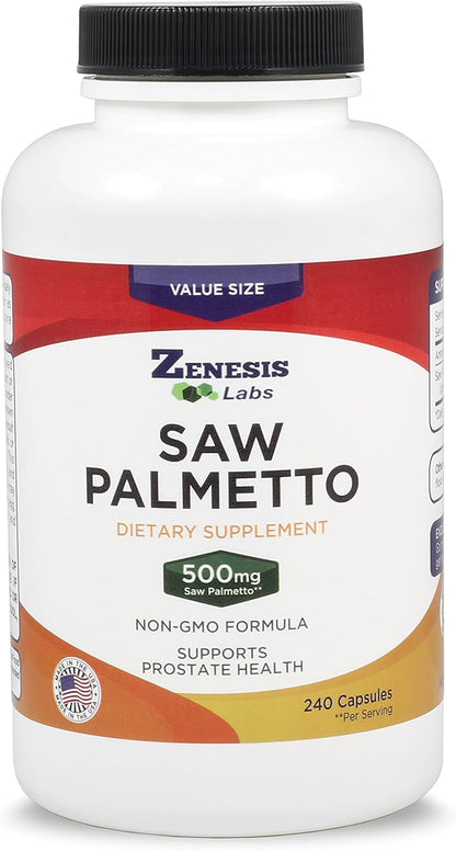 Zenesis Labs Saw Palmetto Extract - 240 Capsules - 500mg/capsule - 200% More Capsules Than Most Competitors