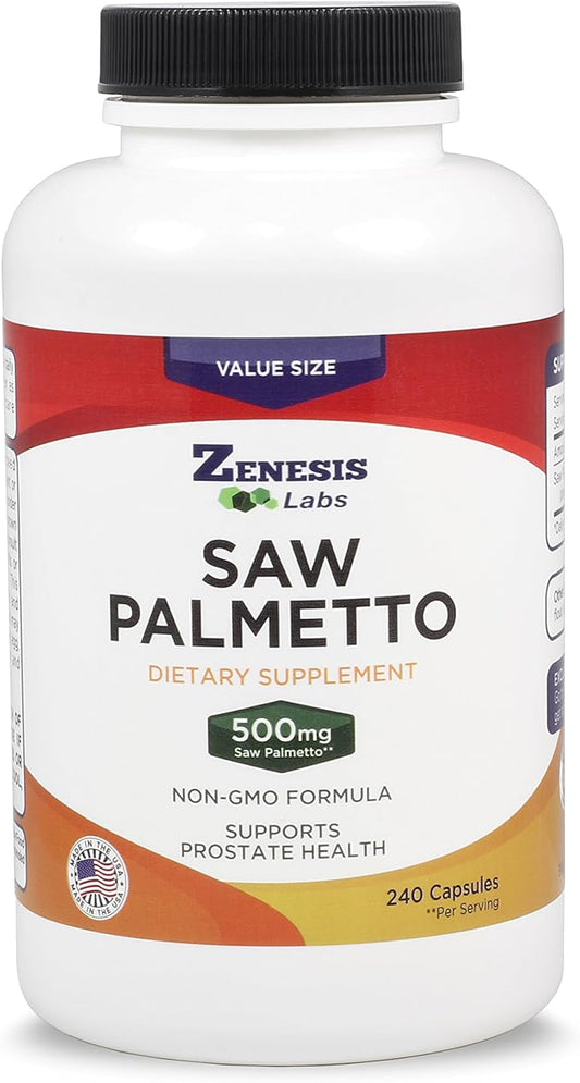 Zenesis Labs Saw Palmetto Extract - 240 Capsules - 500mg/capsule - 200% More Capsules Than Most Competitors