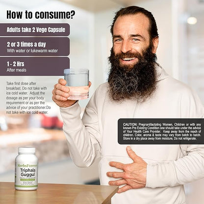 Triphala Guggulu Traditional Ayurvedic Formulation Healthy Digestion 90 Vege Capsules 800 Mg Each