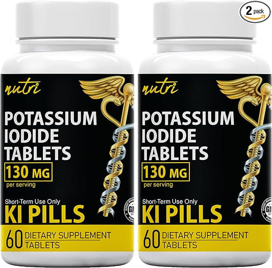 Nature's Fusions Potassium Iodide Tablets 130 mg (Pack of 2) - (120 Tablets) EXP 10/2032 - Ki Pills - Yoduro de potasio