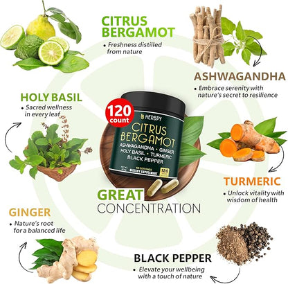 Bundle 6in1 Beet Root Capsules & 6in1 Citrus Bergamot Supplement - Support Restful Night, Heart, Digestion and Immune