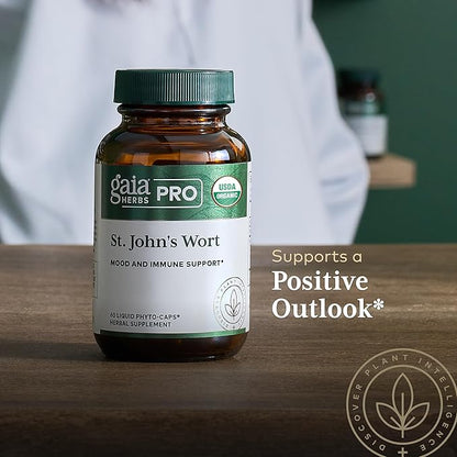 Gaia Herbs Pro St. John's Wort - Healthy Immune System Support Supplement - Health Supplement with Organic St John's Wort - 60 Liquid Phyto-Caps (30 Servings)