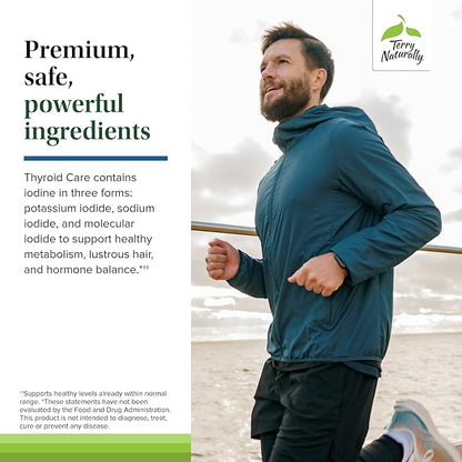 Terry Naturally Thyroid Care Plus - Supplement to Aid Thyroid - Dietary Supplement for Energy & Healthy Hair Support - Supplement with L-Tyrosine & Selenium - 60 Capsules