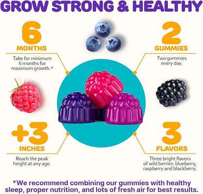 Height Growth Gummies for Kids - Growth Vitamins for Teens, Height Increase Multivitamin for Boys & Girls with Calcium Vitamin D C K2 Magnesium Zinc, Natural Height Growth Maximizer Supplement, 60 PCS