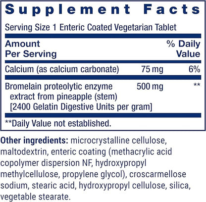 Life Extension Specially-Coated Bromelain, Pineapple Extract, Joint Health, Joint Comfort, Vegetarian, Gluten-Free, Non-GMO, 500 mg, 60 enteric-Coated Tablets