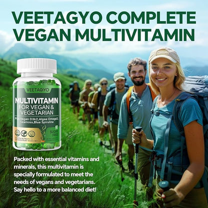 Vitamin D3 + K2-1000IU D3 90mcg K2 - Multivitamin for Vegetarian & Adults w/Algae Omega-3,Iron,Methyl B12,Seamoss,Iodine for for Bone,Muscle,Energy,Immunity Support- Sugar Free,Gluten-Free,120 Count
